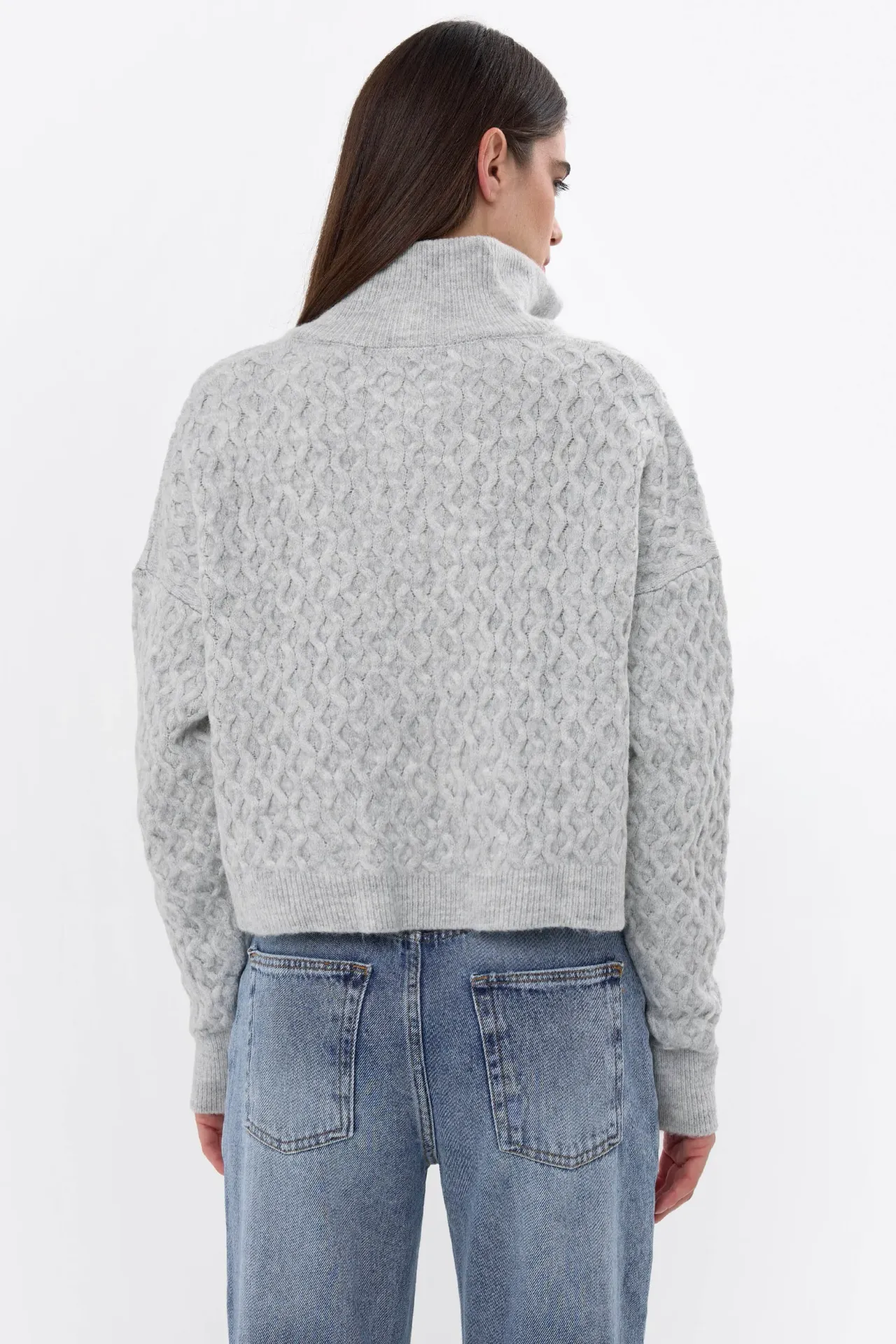 Textured Knitted Sweater with Shirt Collar
