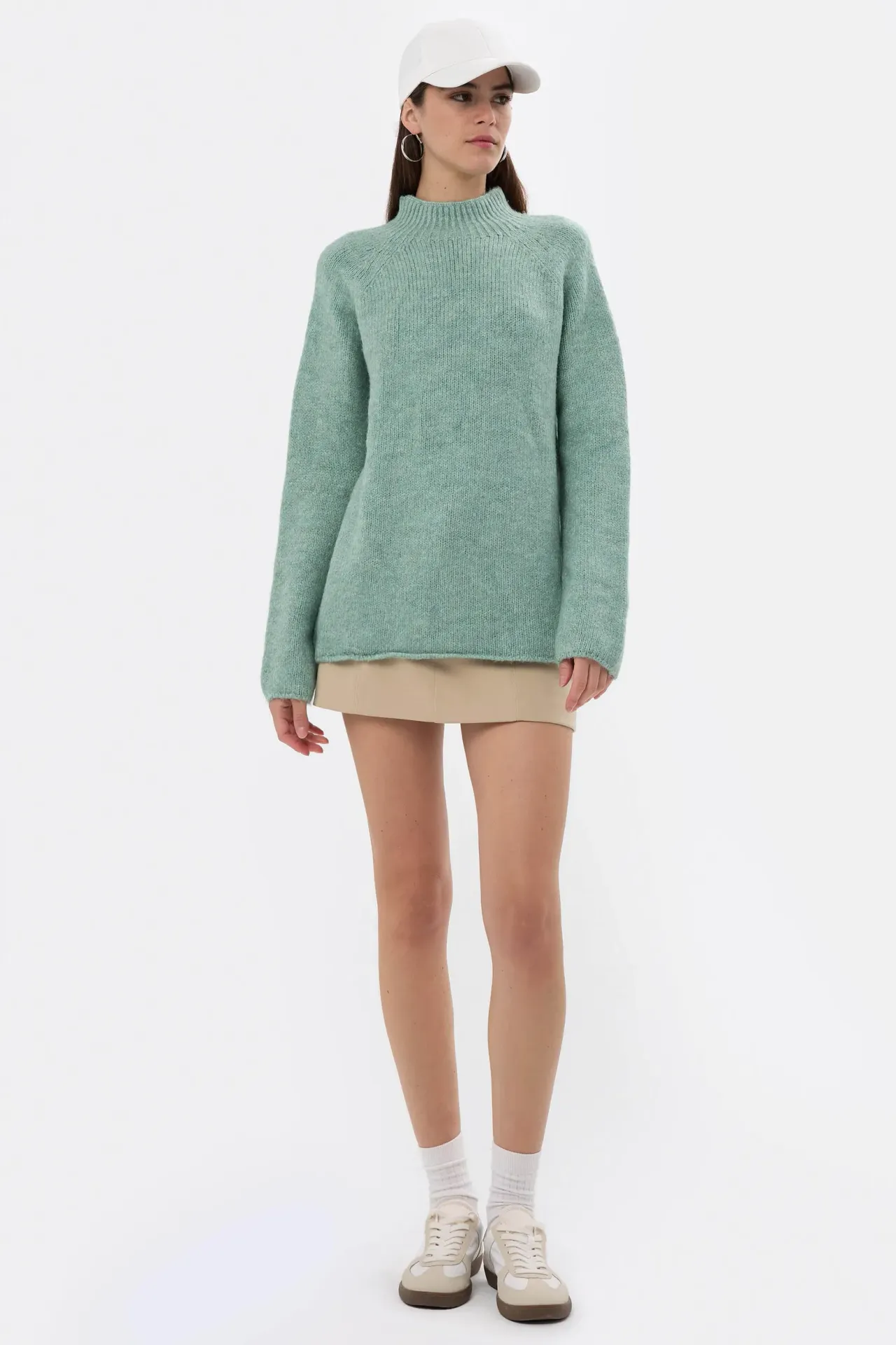 Oversized High-neck Knit Sweater