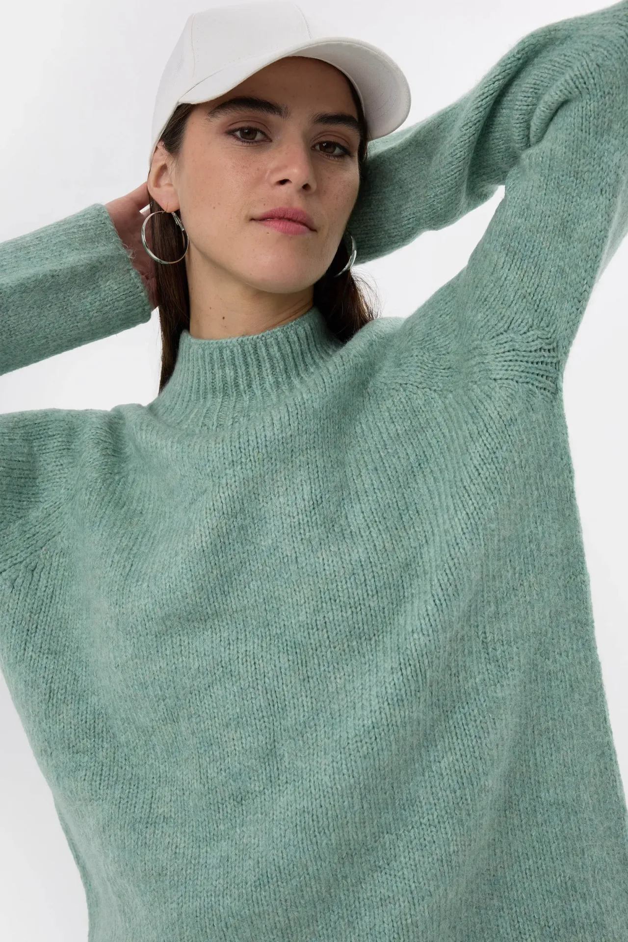 Oversized High-neck Knit Sweater