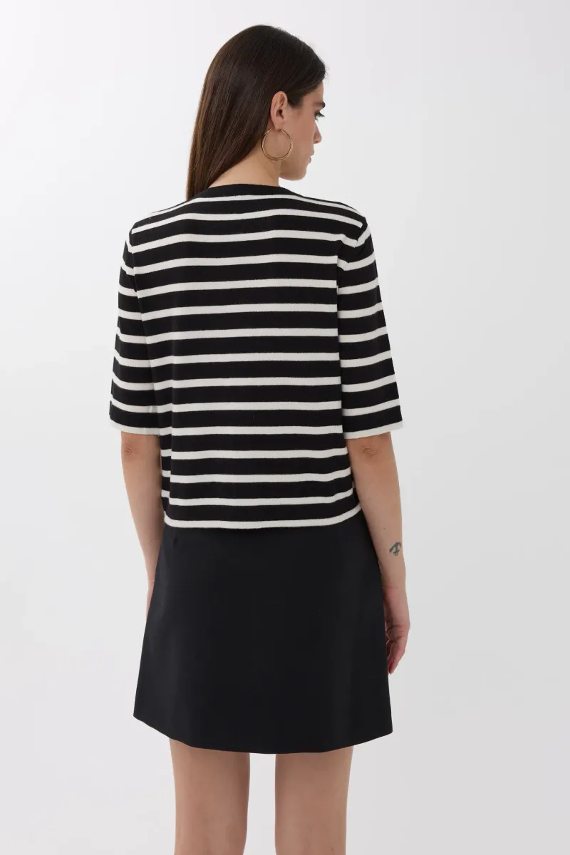 Short Sleeve Striped Buttoned Cardigan 5