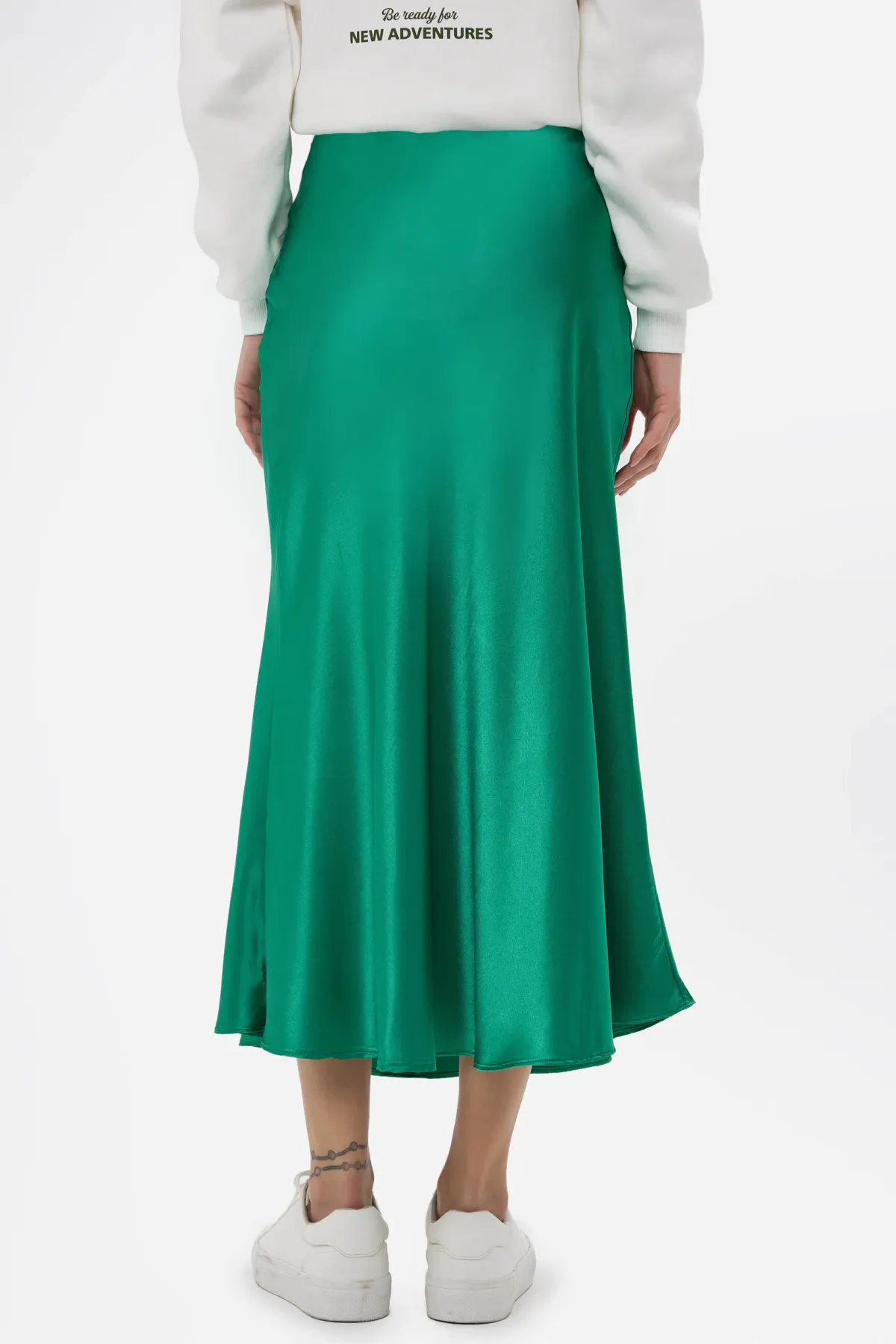 High-Waist Satin Midi Skirt 5