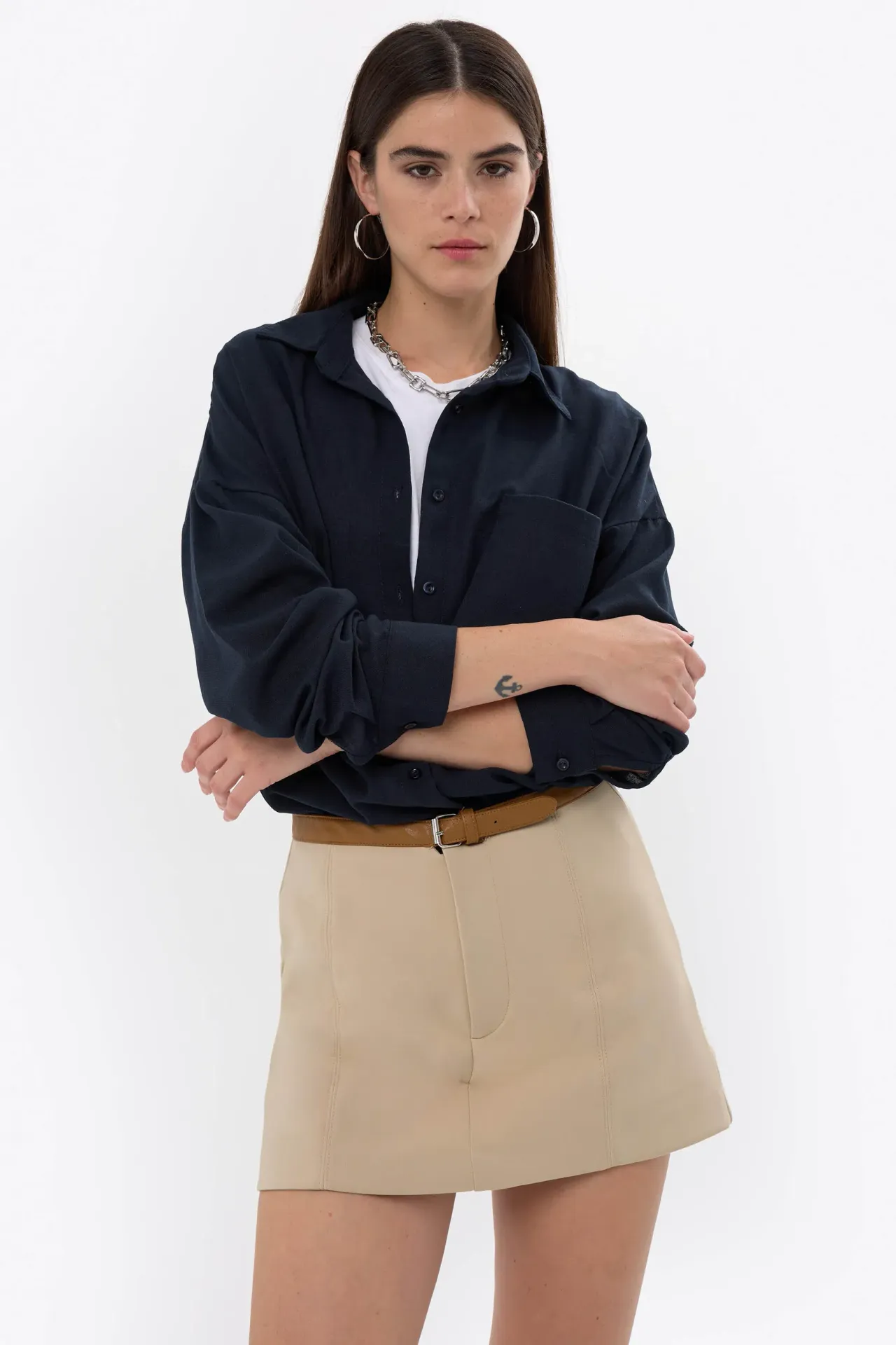 Linen Long Sleeve Shirt with Pocket