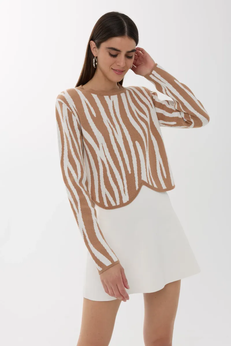 Zebra Print Crew Neck Sweater 3