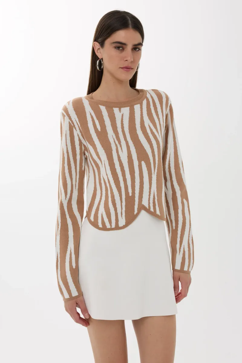 Zebra Print Crew Neck Sweater 4