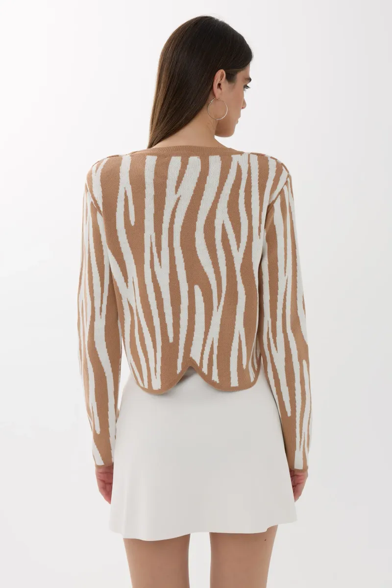 Zebra Print Crew Neck Sweater 5