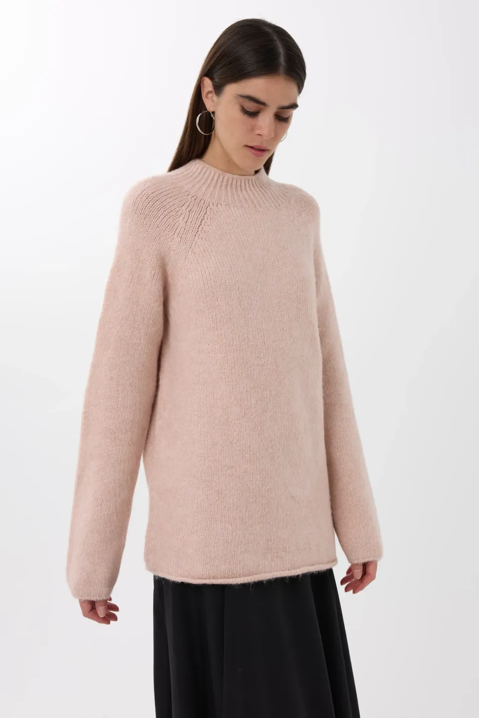 Oversized High-neck Knit Sweater