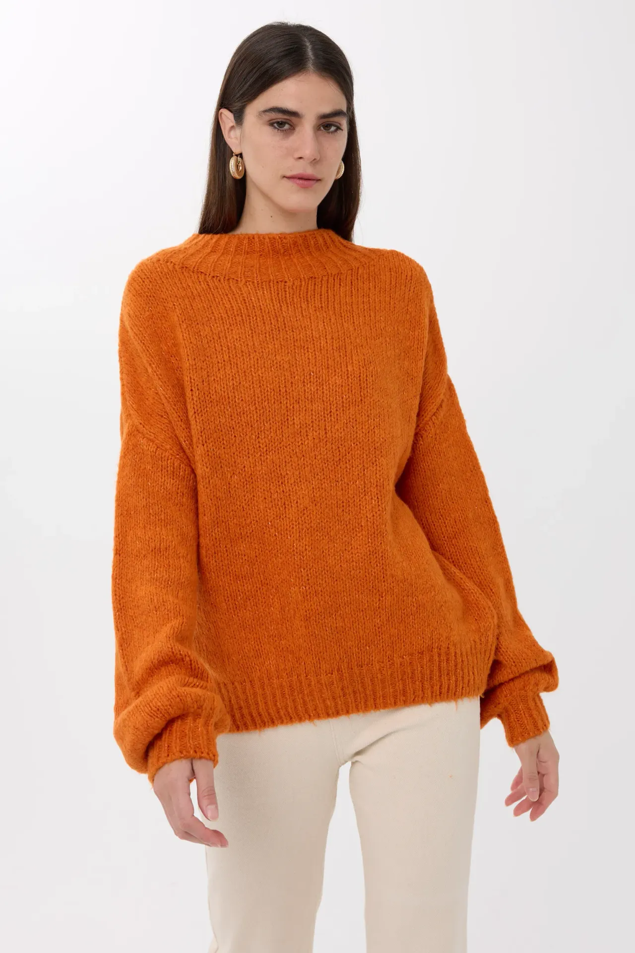 Oversized High-Neck Knitted Sweater