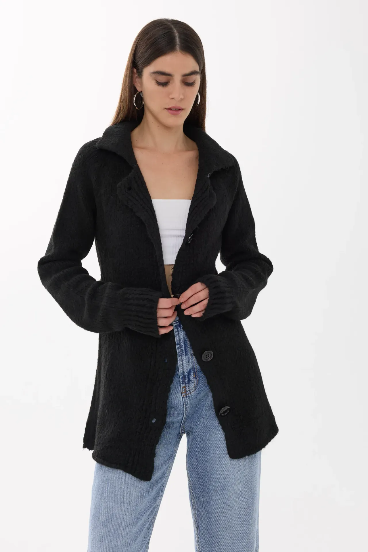 Buttoned Knitted Cardigan