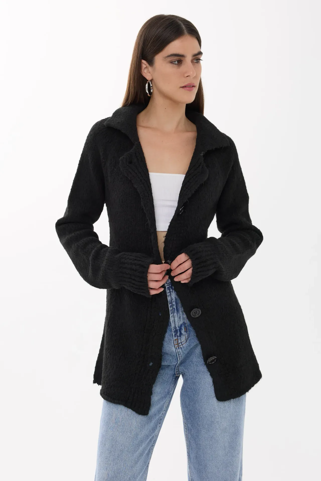 Buttoned Knitted Cardigan