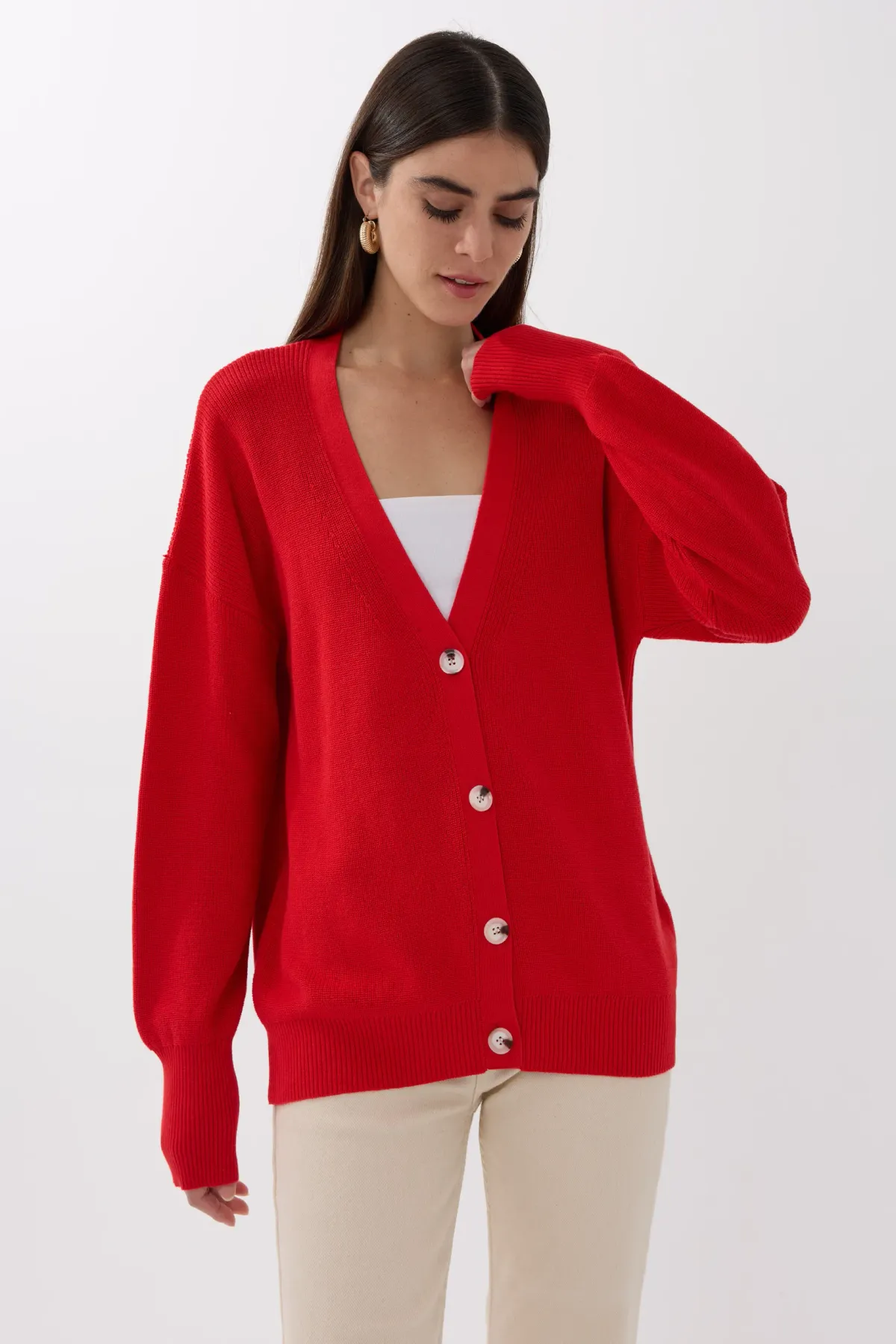 V-Neck Buttoned Cardigan 3