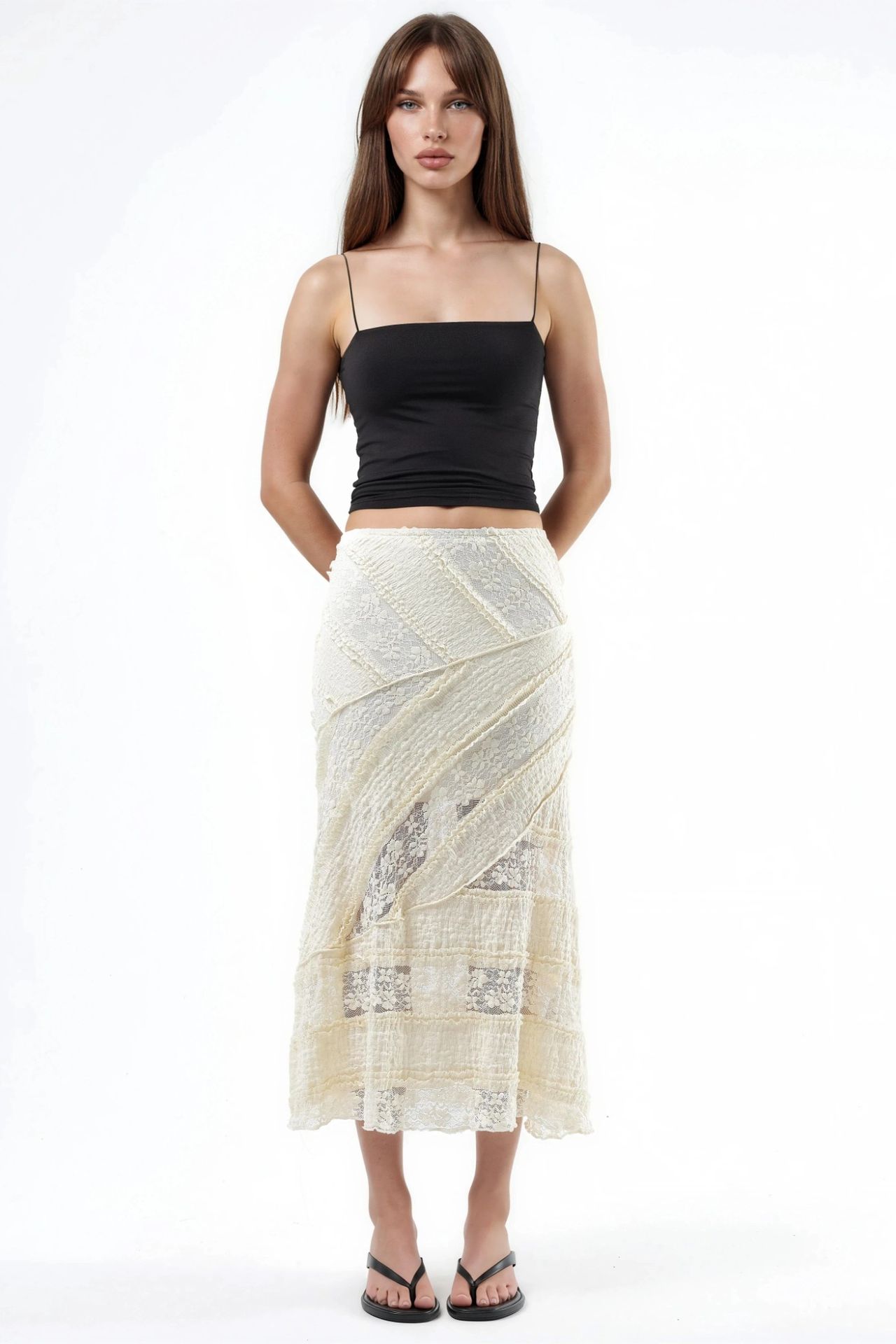 BUSEM Textured A-Line Midi Skirt 6