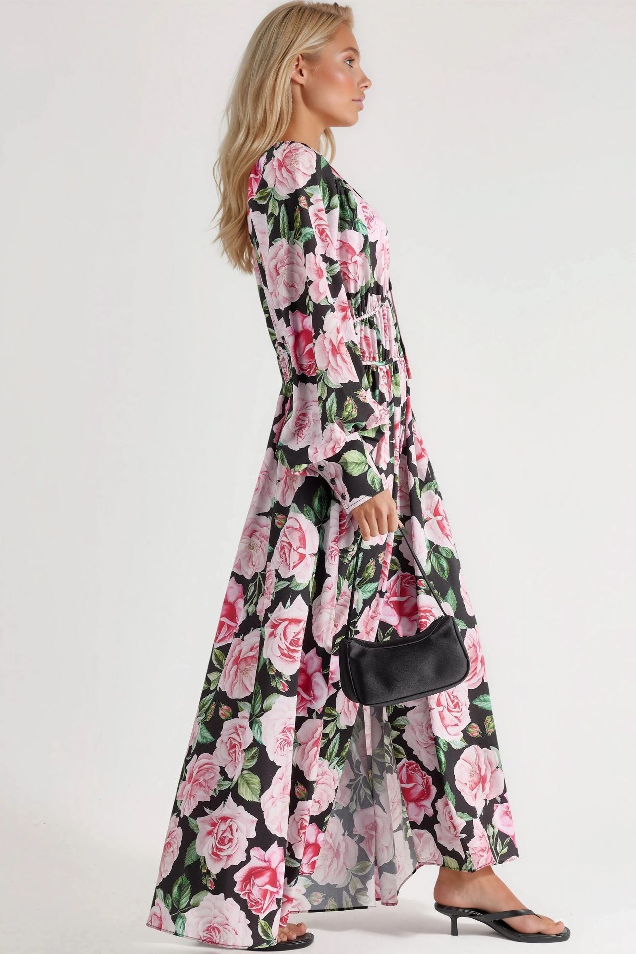 MSN Floral Maxi Dress with Tie Closure 2