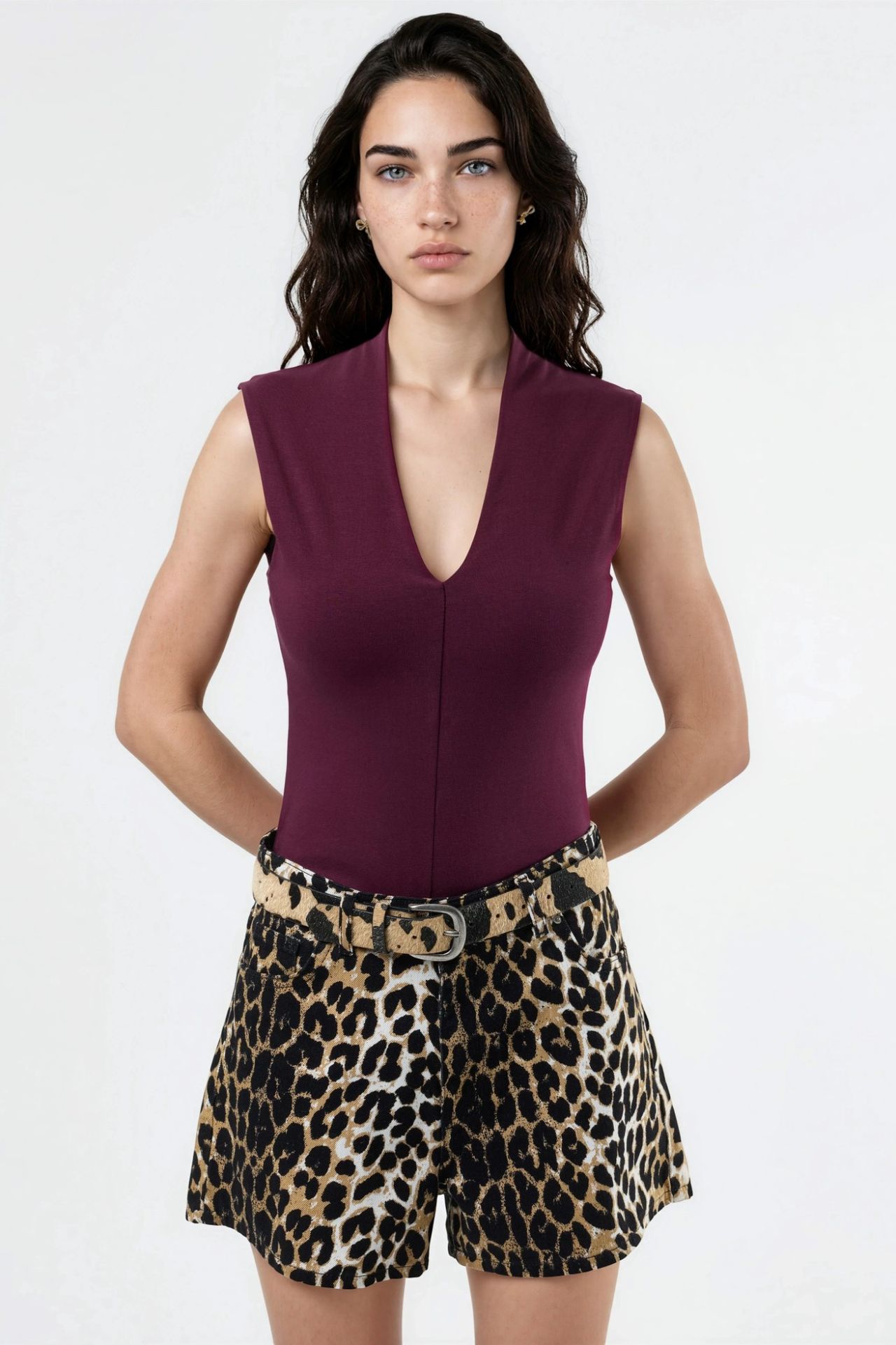 BUSEM V-neck Sleeveless Drape Blouse 6