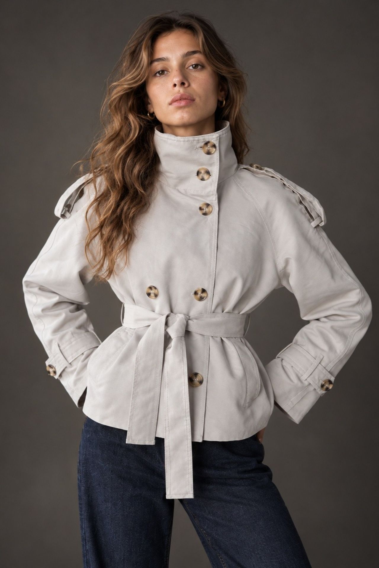 Stand Collar Trench Jacket 1
