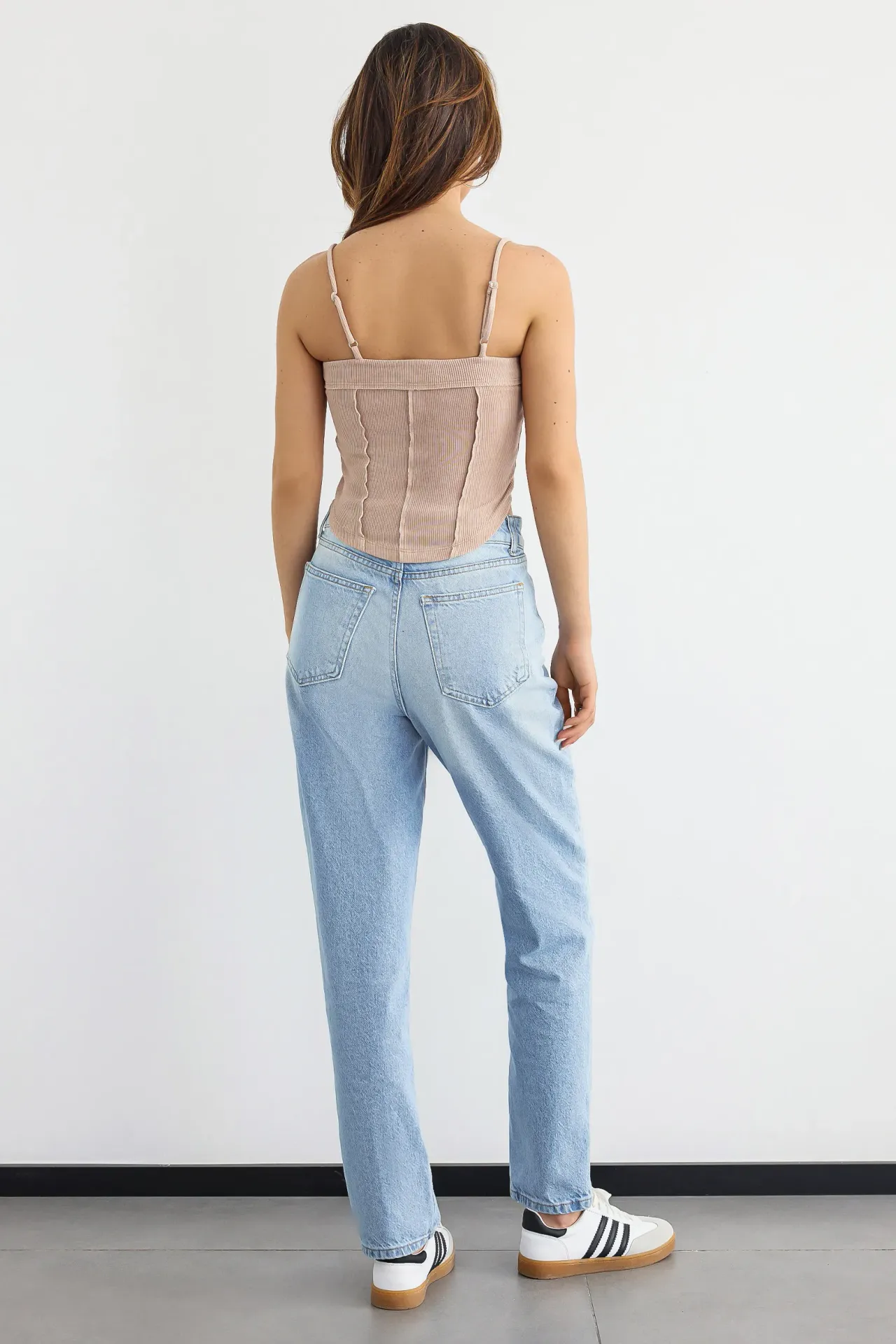 Ribbed Corset Cami Top with Front Seam