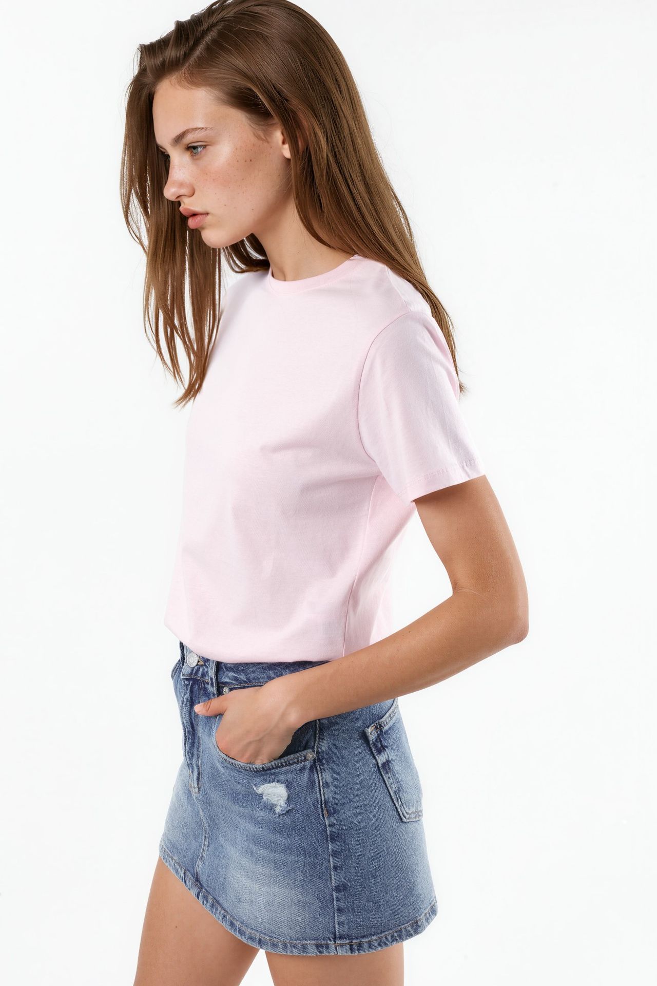 BUSEM Plain Crew Neck Cotton T-Shirt 2