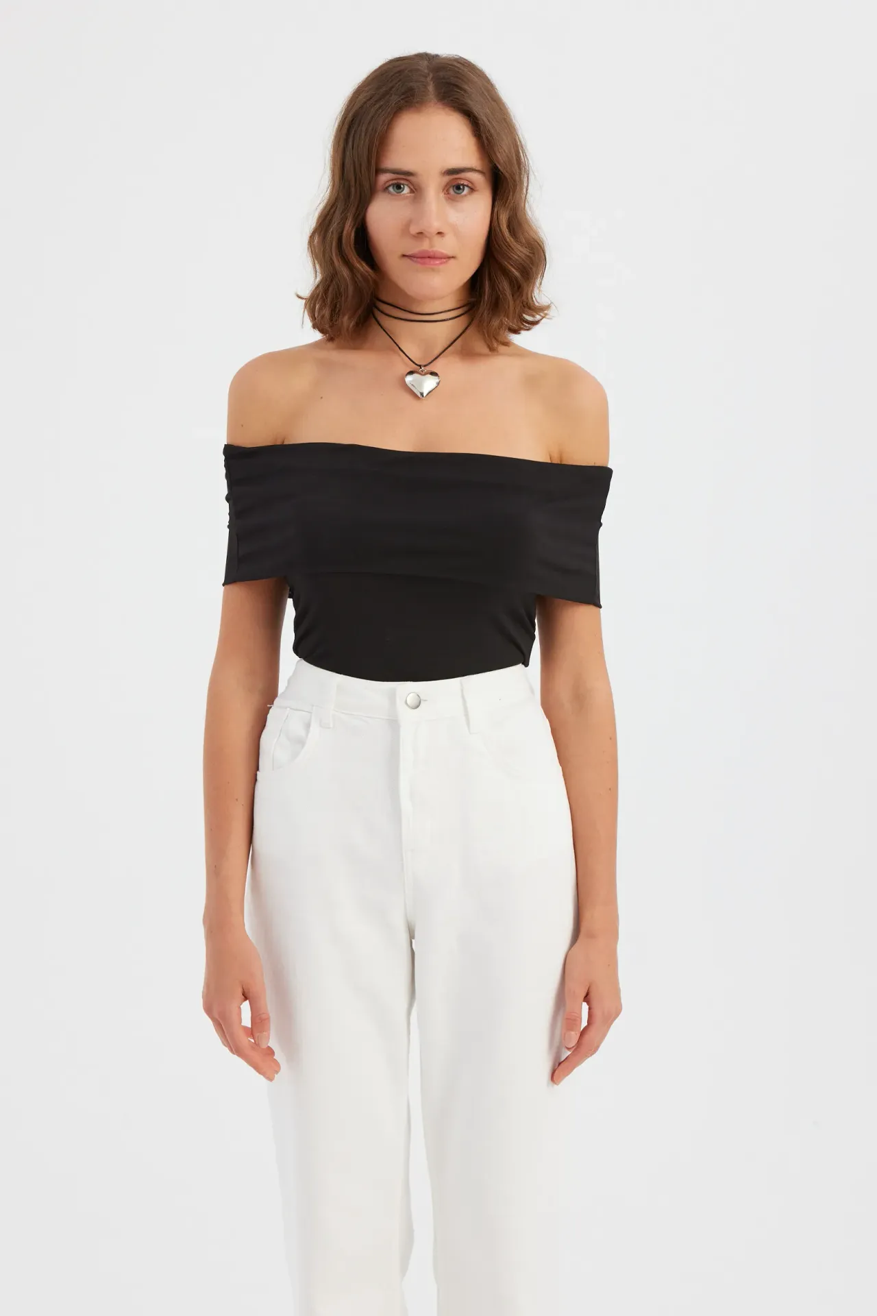 Off-Shoulder Ruched Bodycon Crop Top