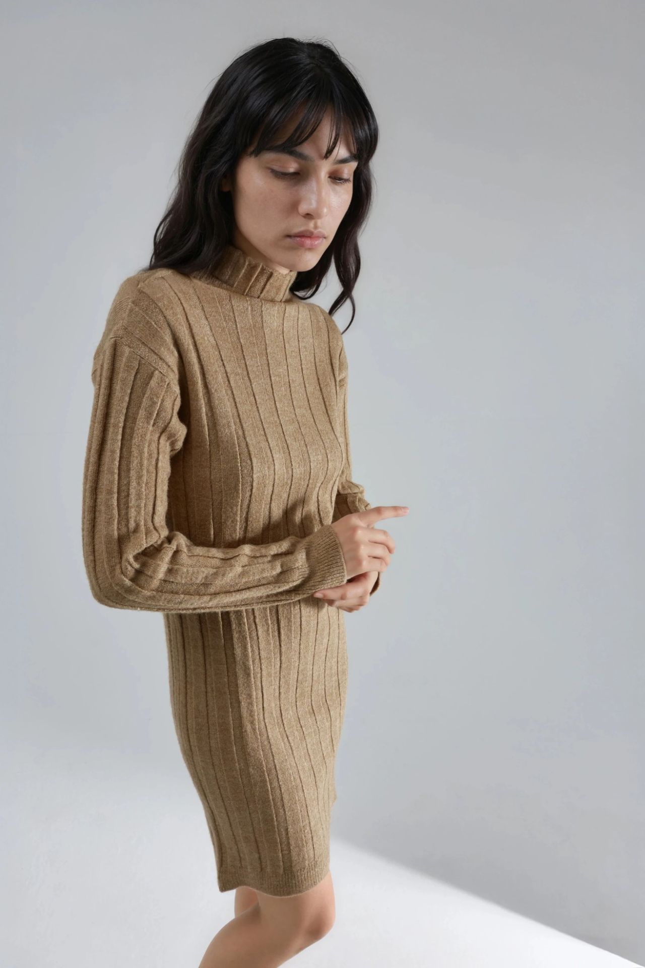 MY FASHION Ribbed Turtleneck Mini Knit Dress 6