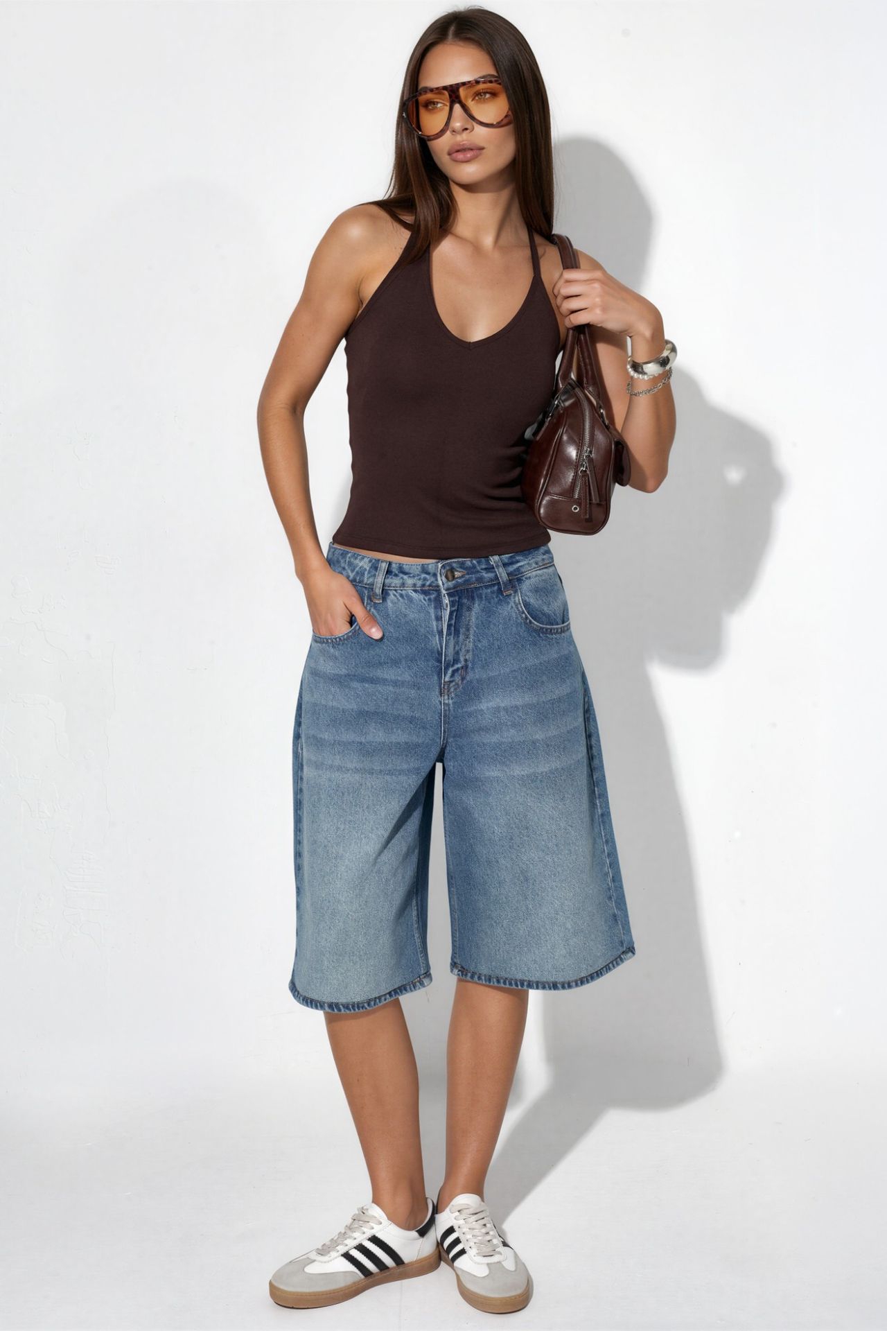 BUSEM Slim Fit Halter Yaka Jarse Bluz 3