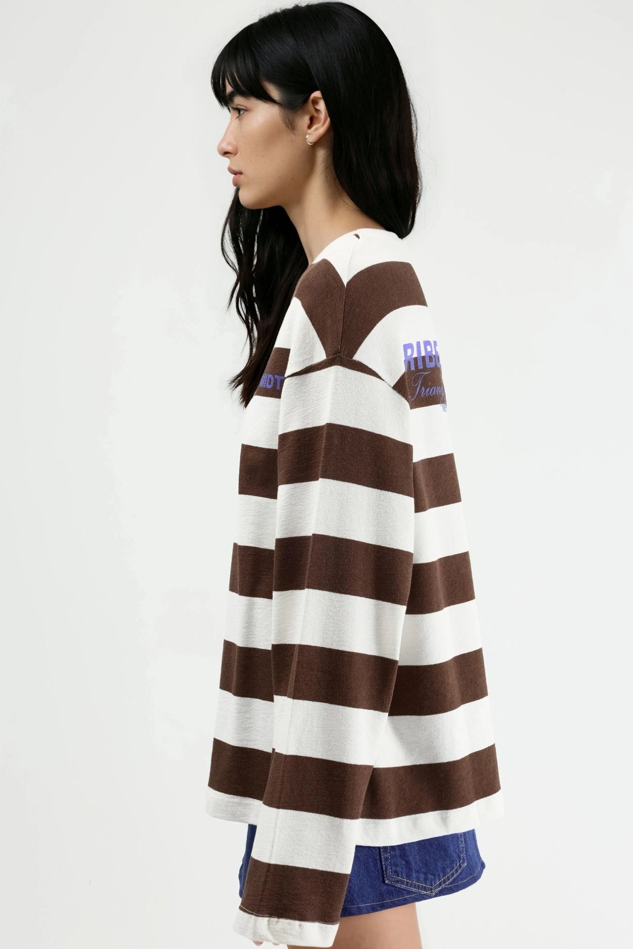 BUSEM Oversized Striped Crew Neck Sweatshirt 4