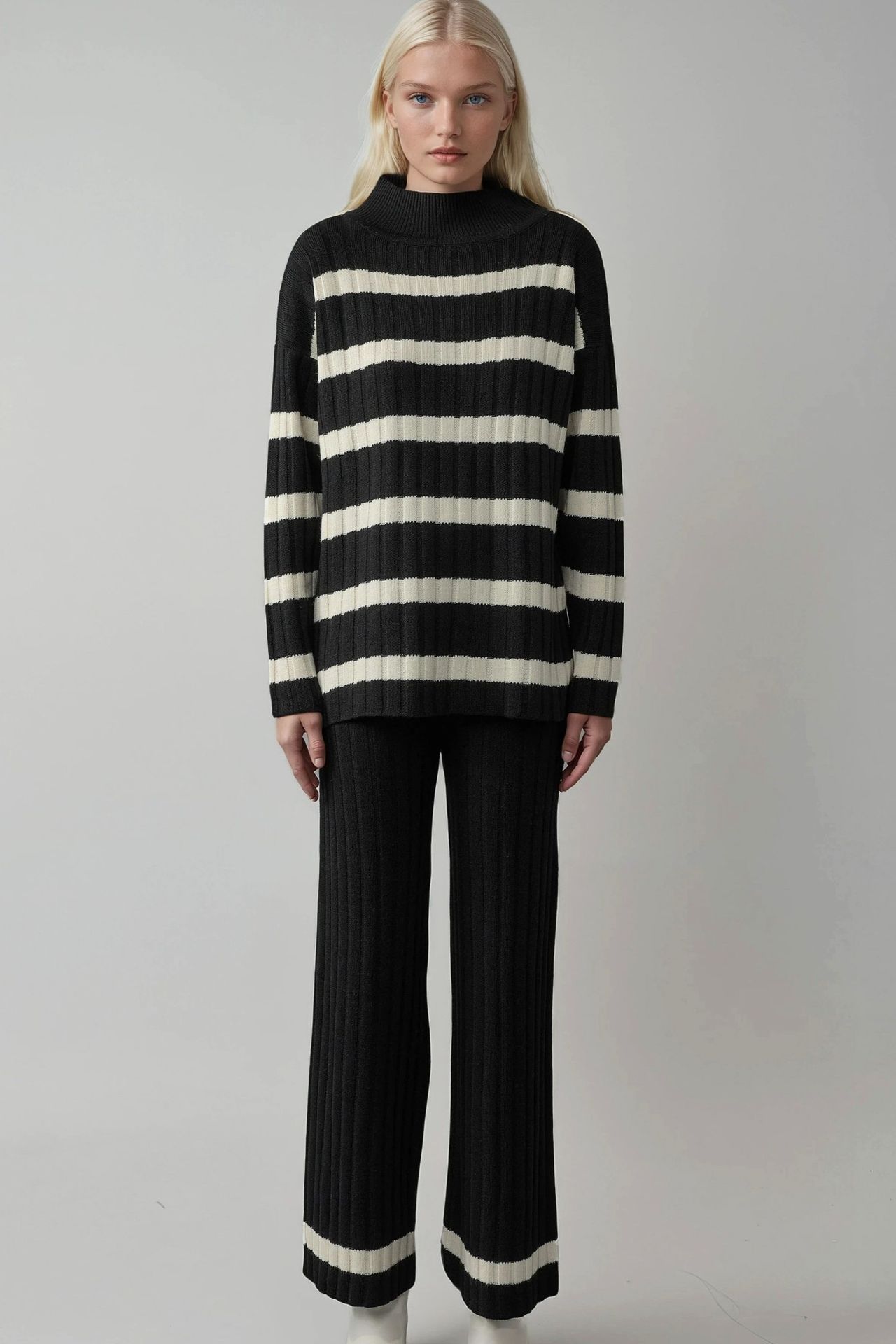 MY FASHION Striped Sweater & Pants Knitwear Co-ord Set 5