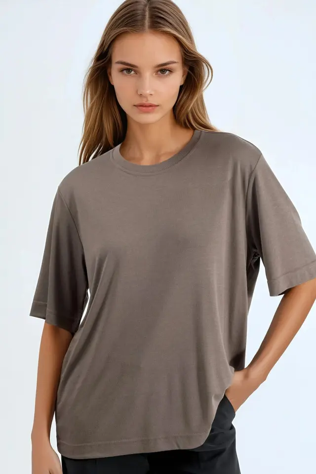 BUSEM Oversized Crew Neck Ribbed T-Shirt