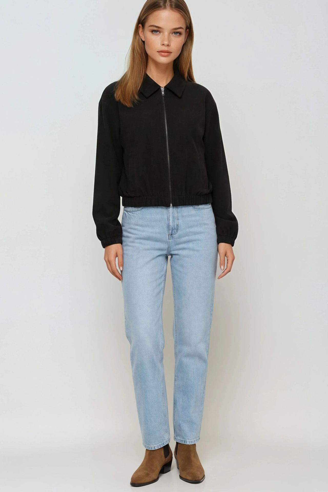 MIXRAY Relaxed Fit Zipper Jacket with Pockets 3