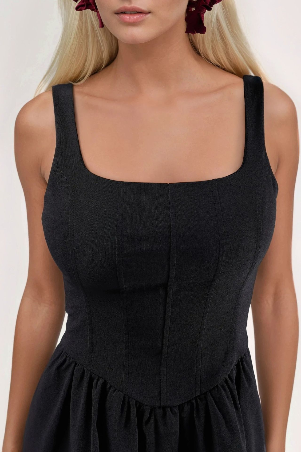 Square Collar A-Form Mini Dress 6