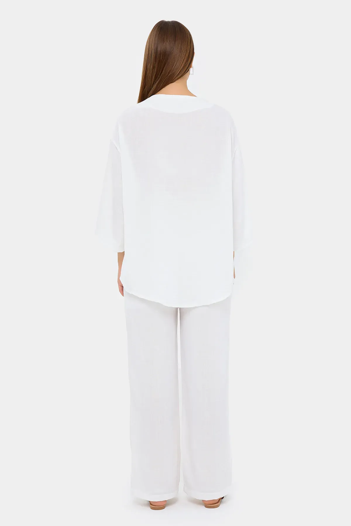 Tie-Front Deep V-Neck Coords Set 4