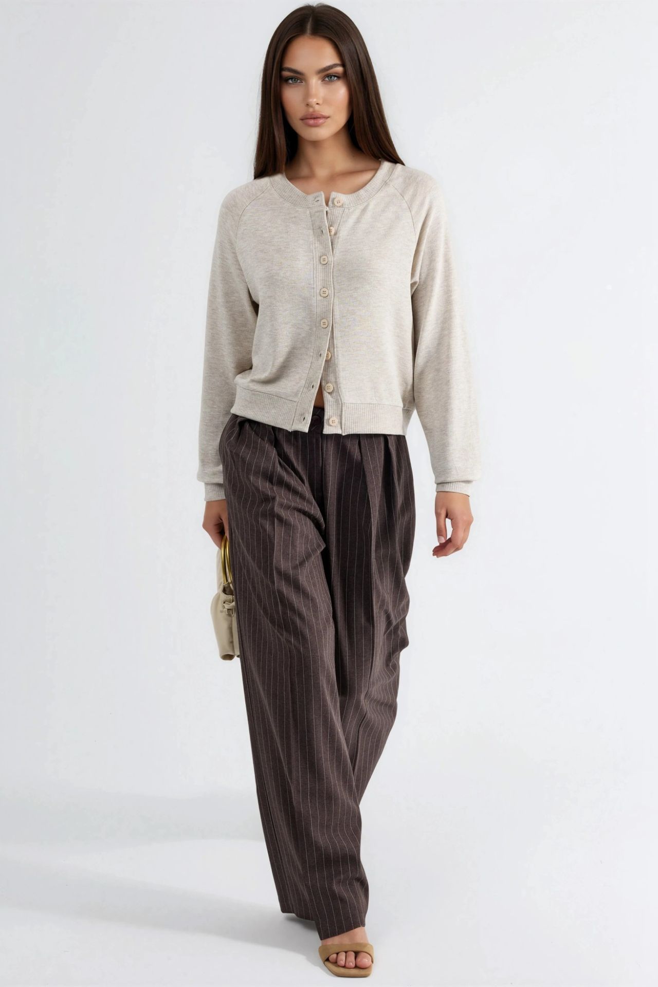 BUSEM Crew Neck Buttoned Cardigan