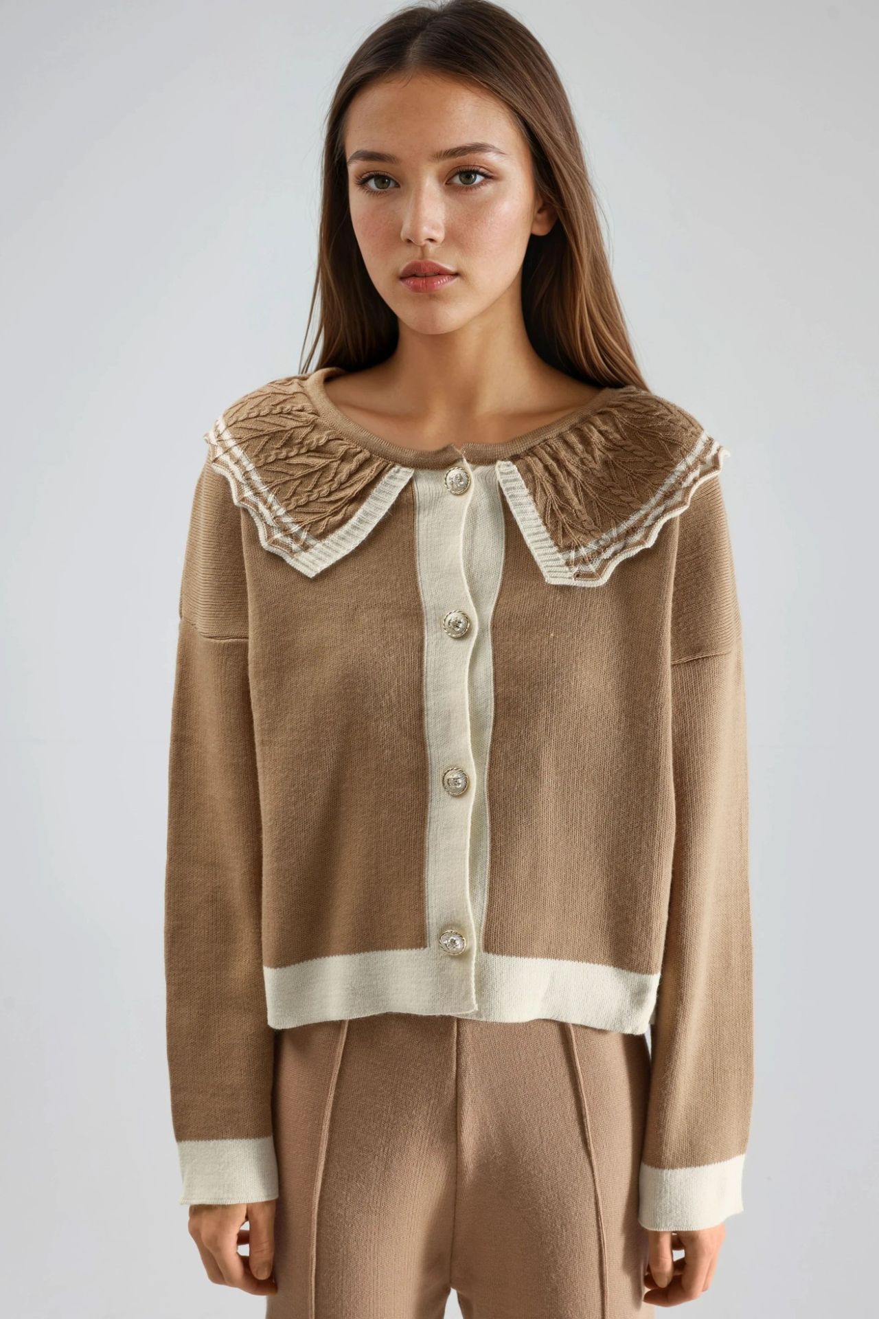 MY FASHION Button-Up Baby Collar Knit Sweater 7