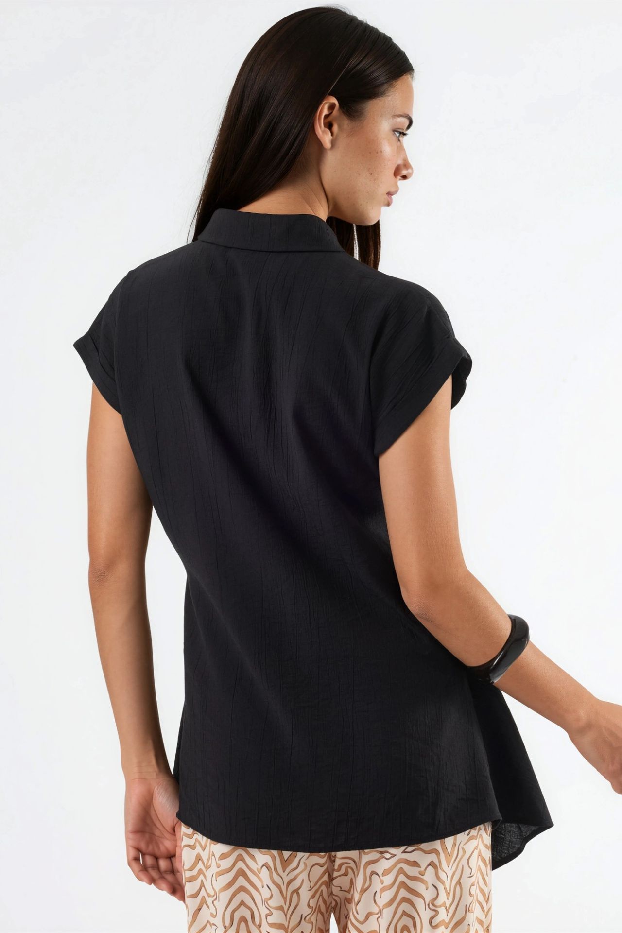 BUSEM Textured Woven Blouse with Tie Detail 3