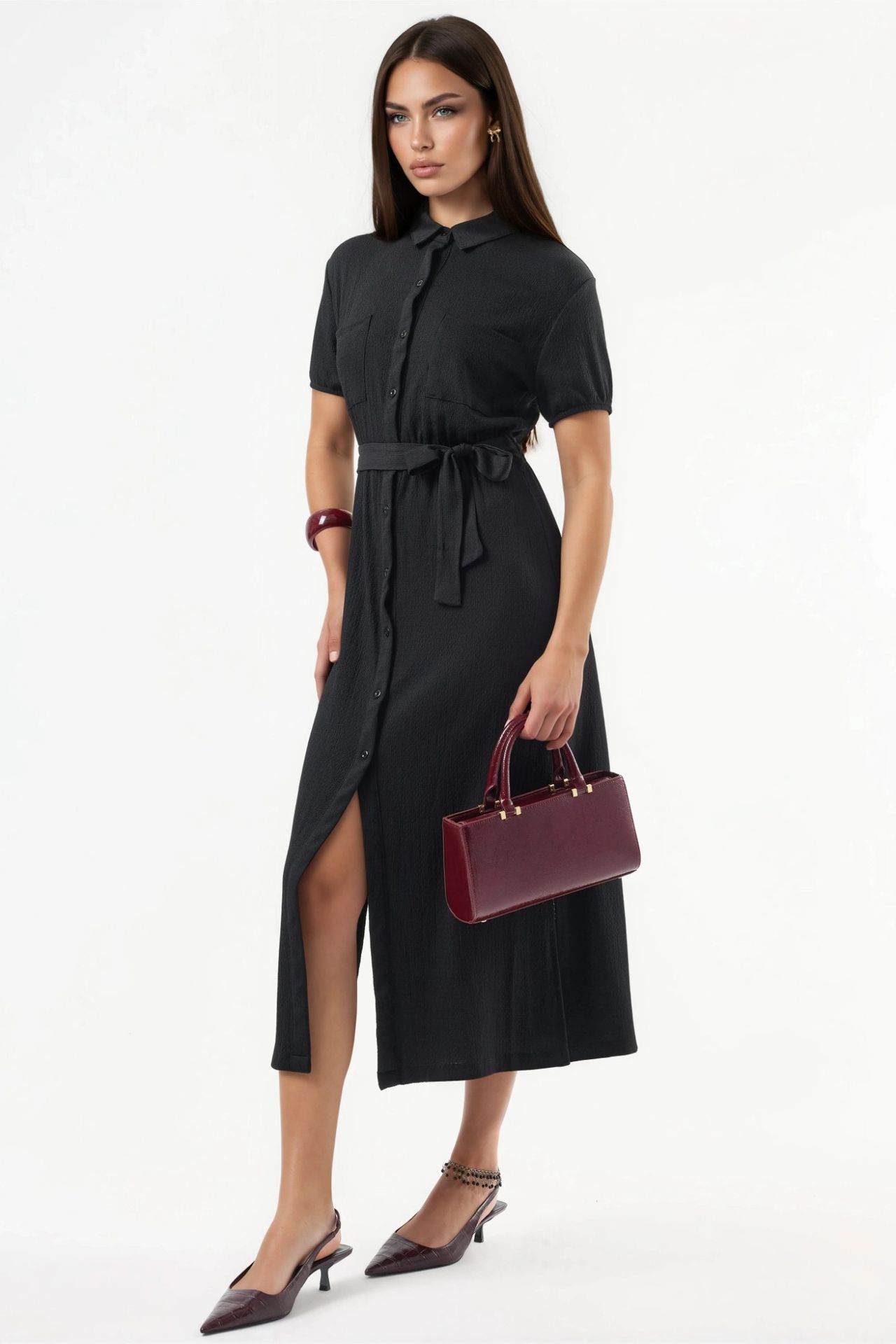 BUSEM Belted Midi Shirt Dress 1
