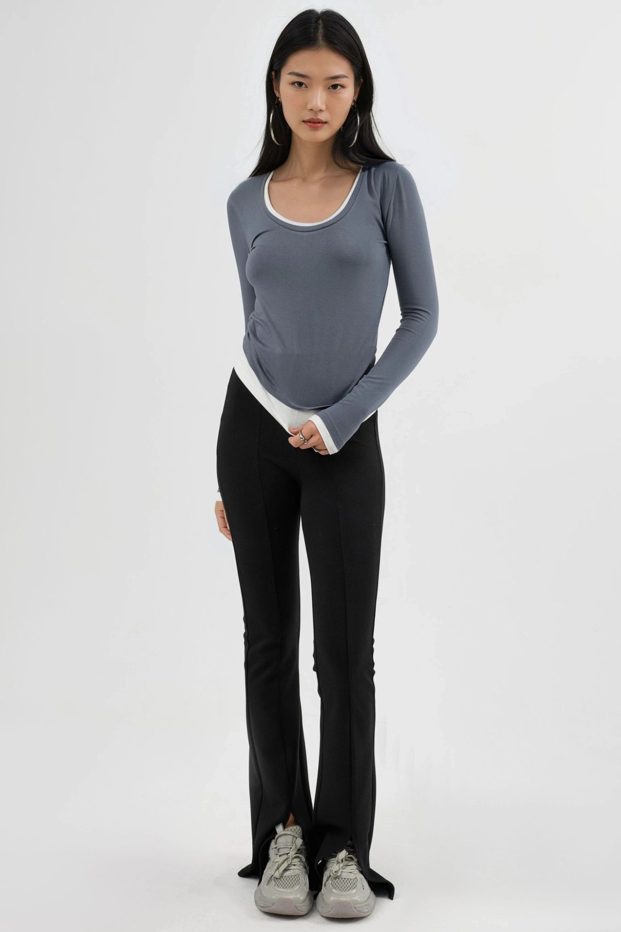 BUSEM Contrast Binding Long Sleeve Blouse 2