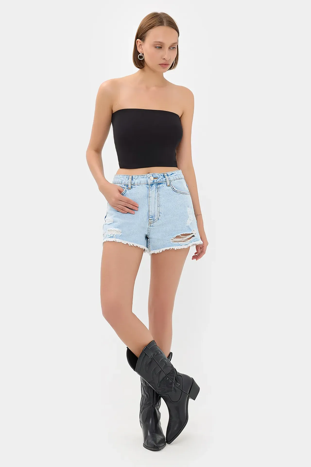 Strapless Basic Sleeveless Cropped Top