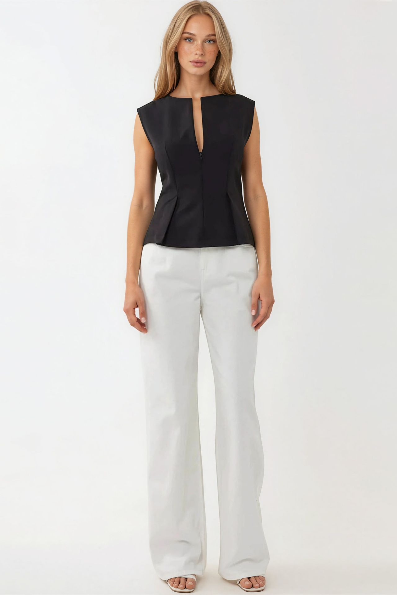 Pleated Slim Fit Zippered Blouse  4