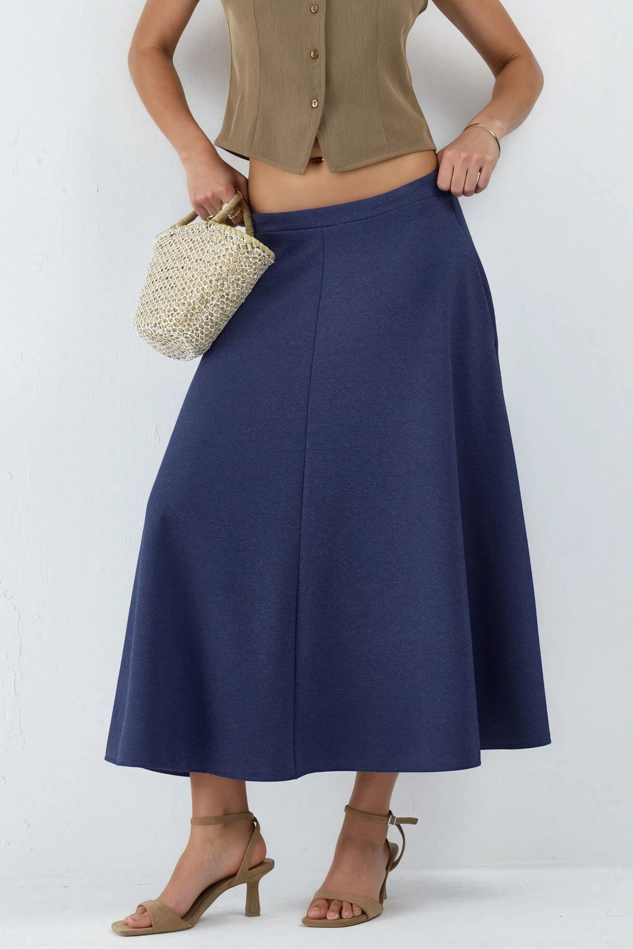 BUSEM High Waist A-Line Midi Skirt 1