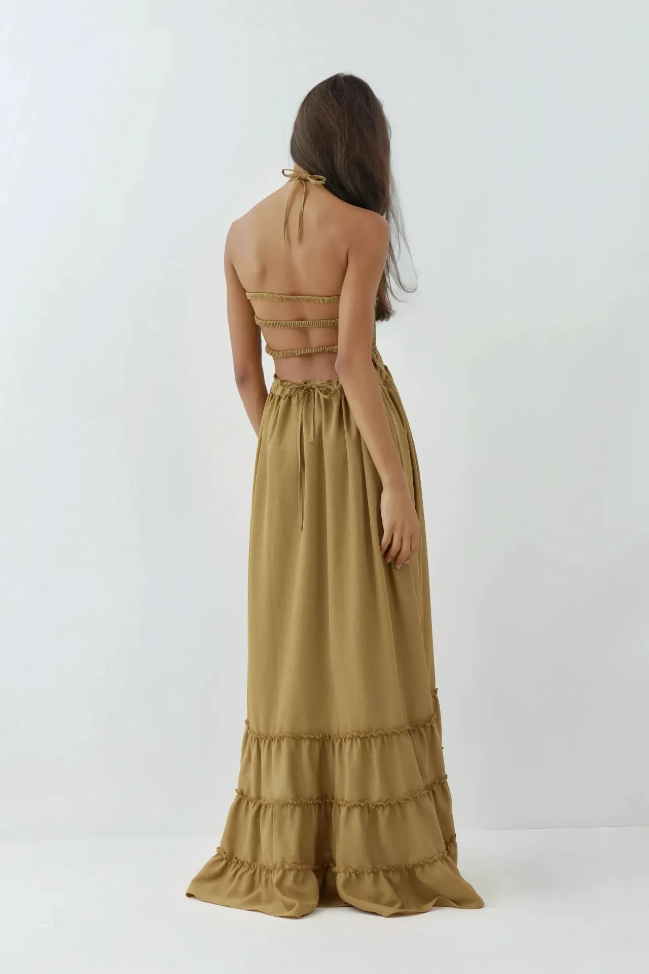 Textured Maxi Dress with Square Collar 3