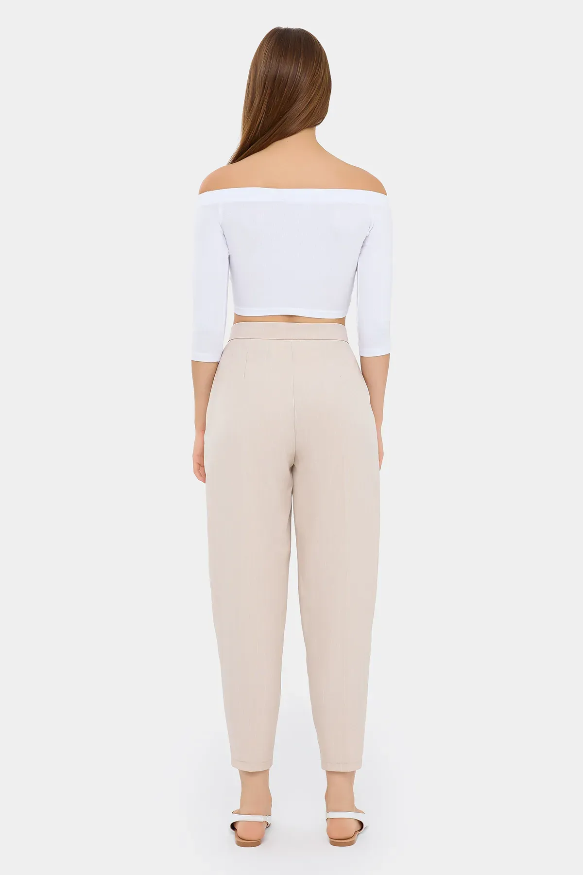 High-Waist Striped Carrot Trousers  4