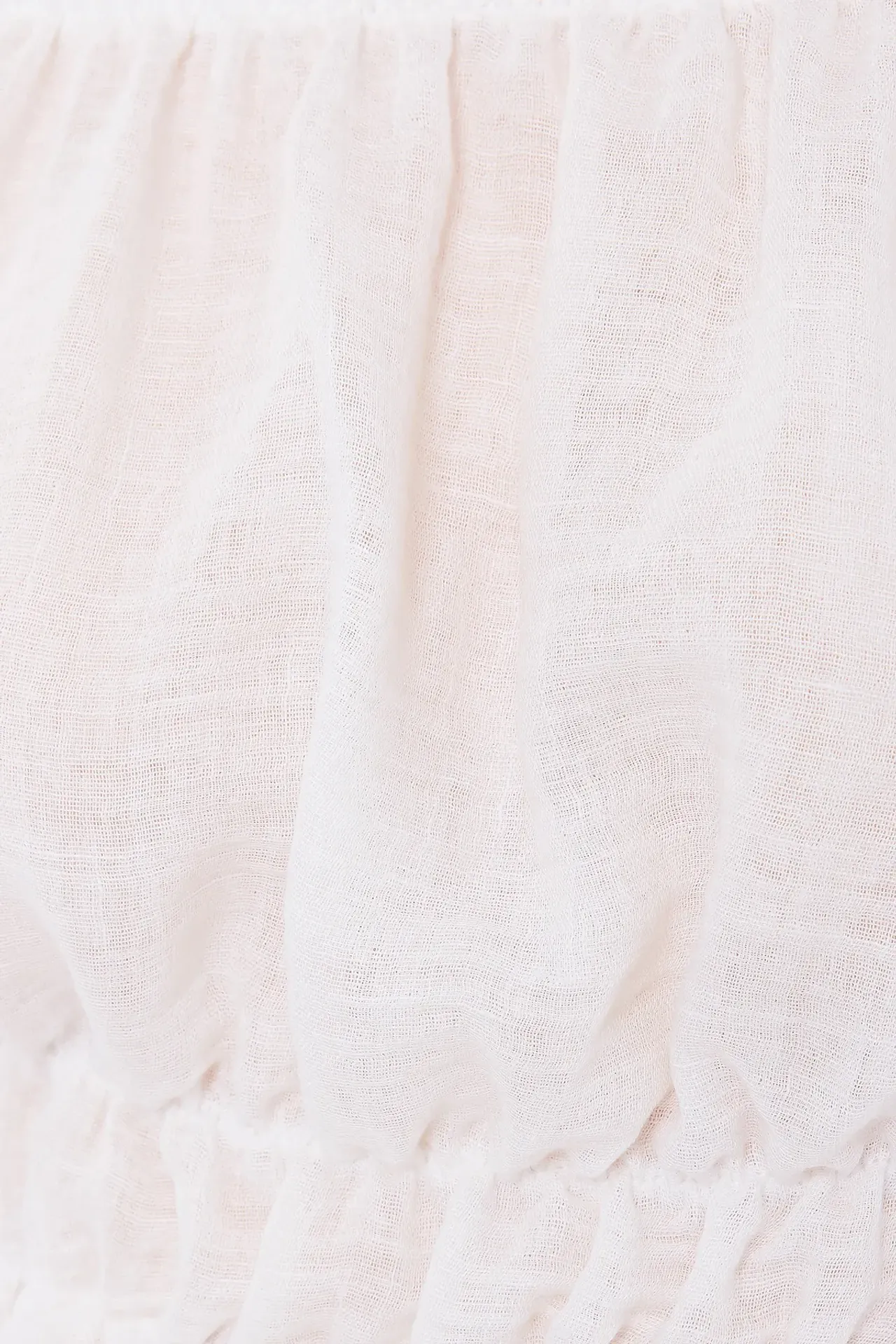 Off-Shoulder Linen Cropped Top with Long Sleeves and Ruffle Detail