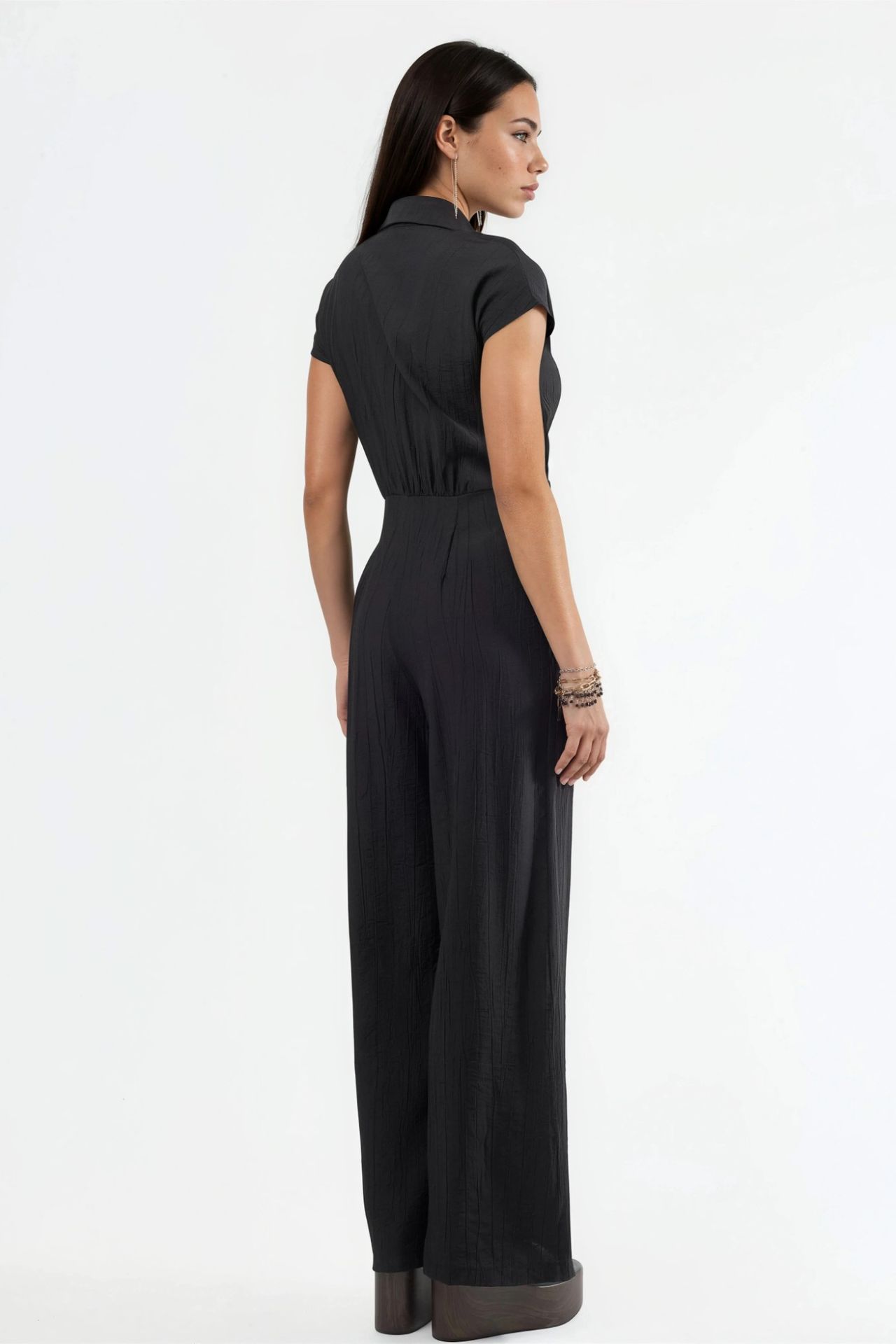 BUSEM Wide Leg Buttoned Shirt Collar Jumpsuit 3