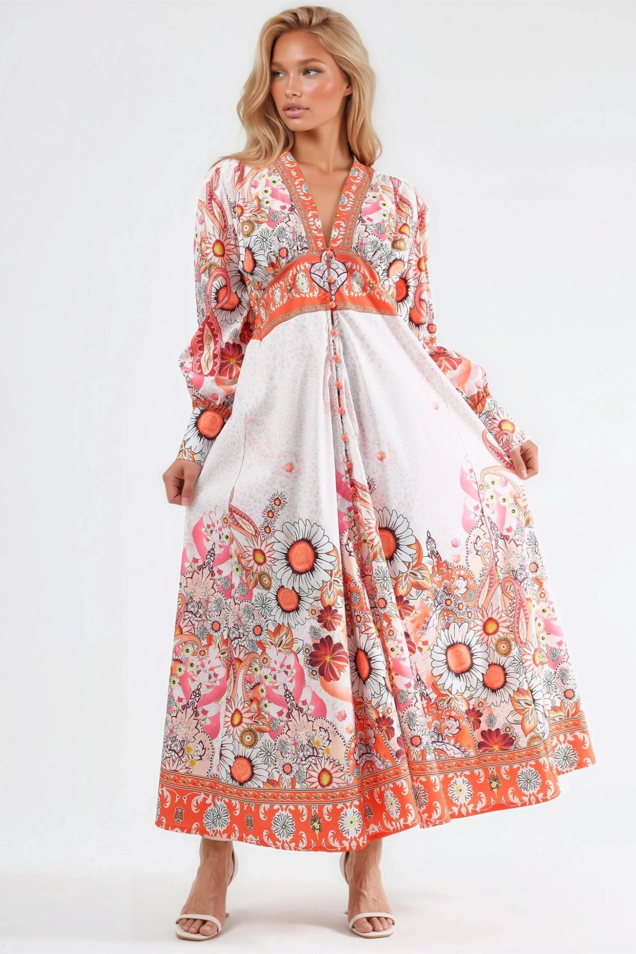 MSN Floral Maxi Dress with Paneled Design 1