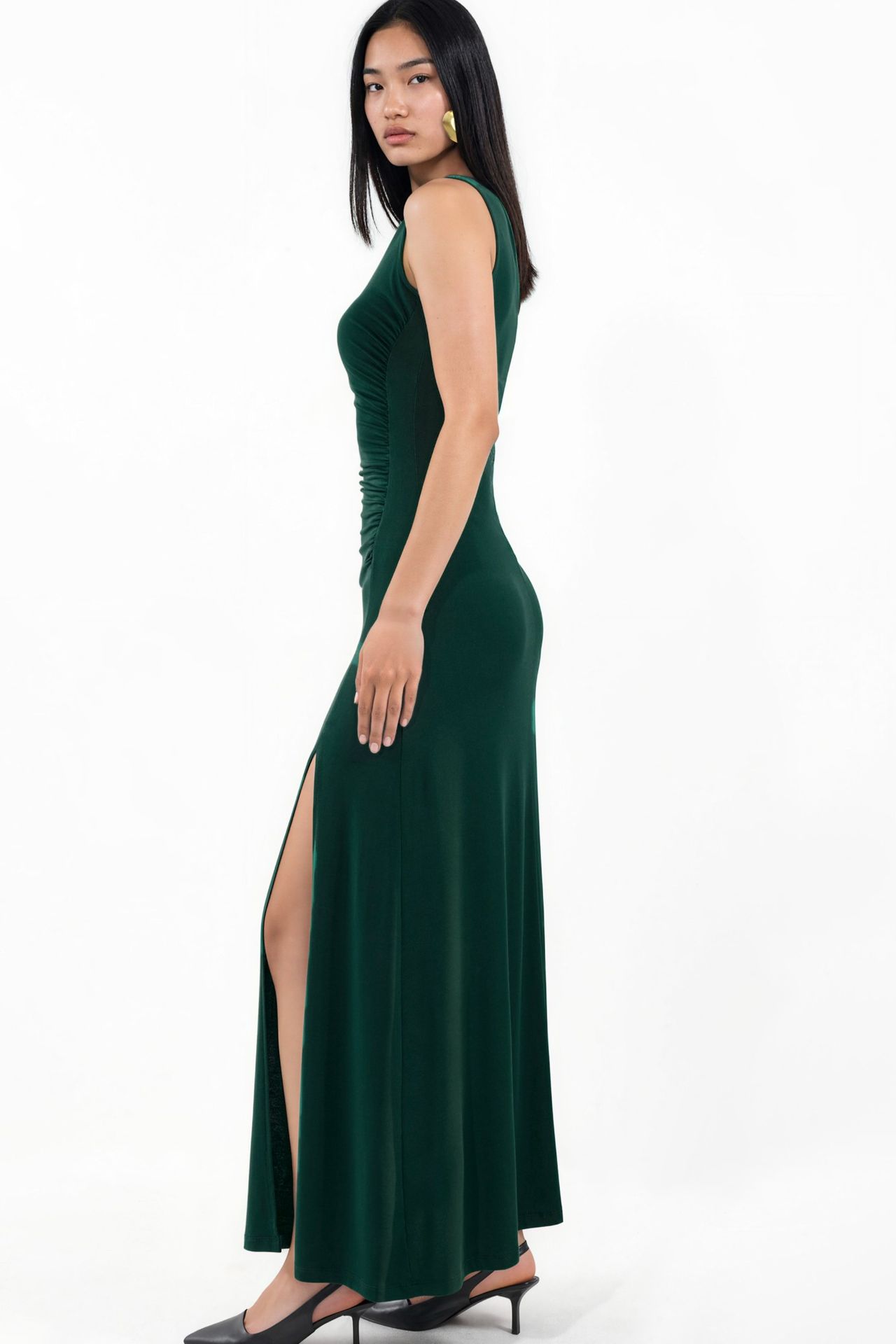 Slit Detailed Ruched Sandy Maxi Dress 6