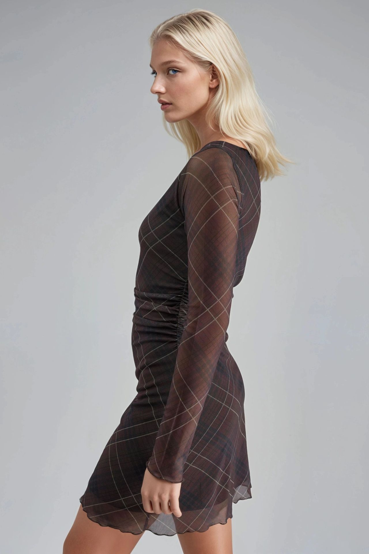 BUSEM Plaid Tulle Mini Dress 5