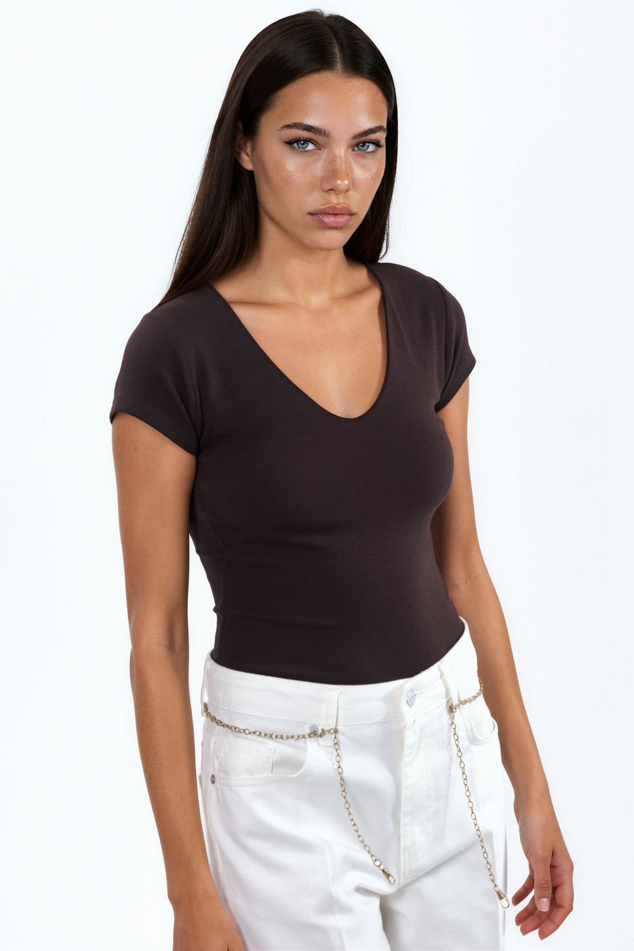 BUSEM V-Neck Modal Cotton Blend Blouse 4