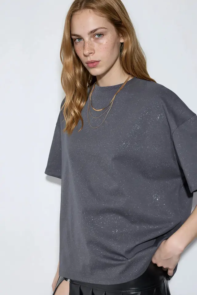 BUSEM Sequin Crew Neck Short Sleeve T-Shirt