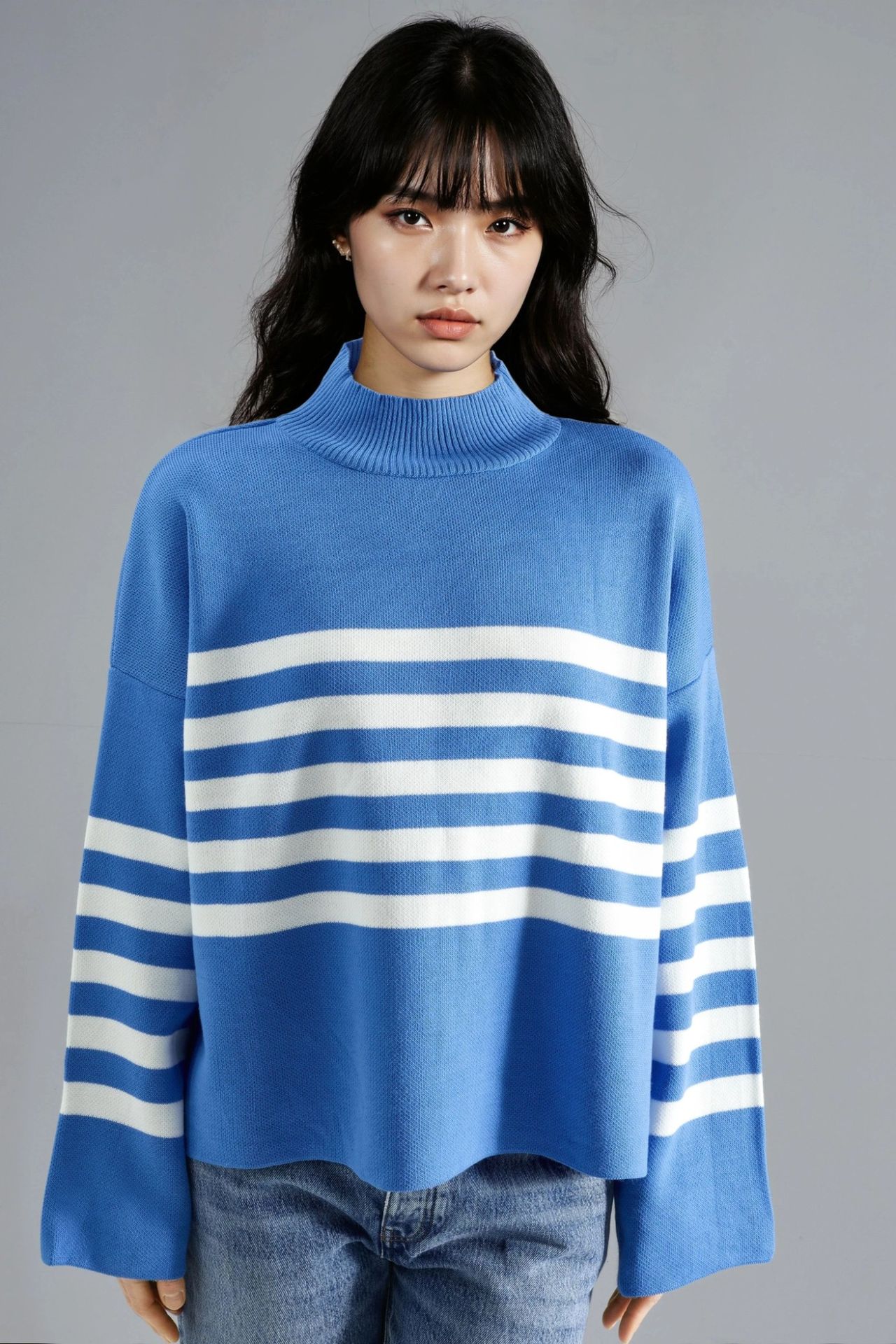 MY FASHION Oversized Striped Turtleneck Sweater 7