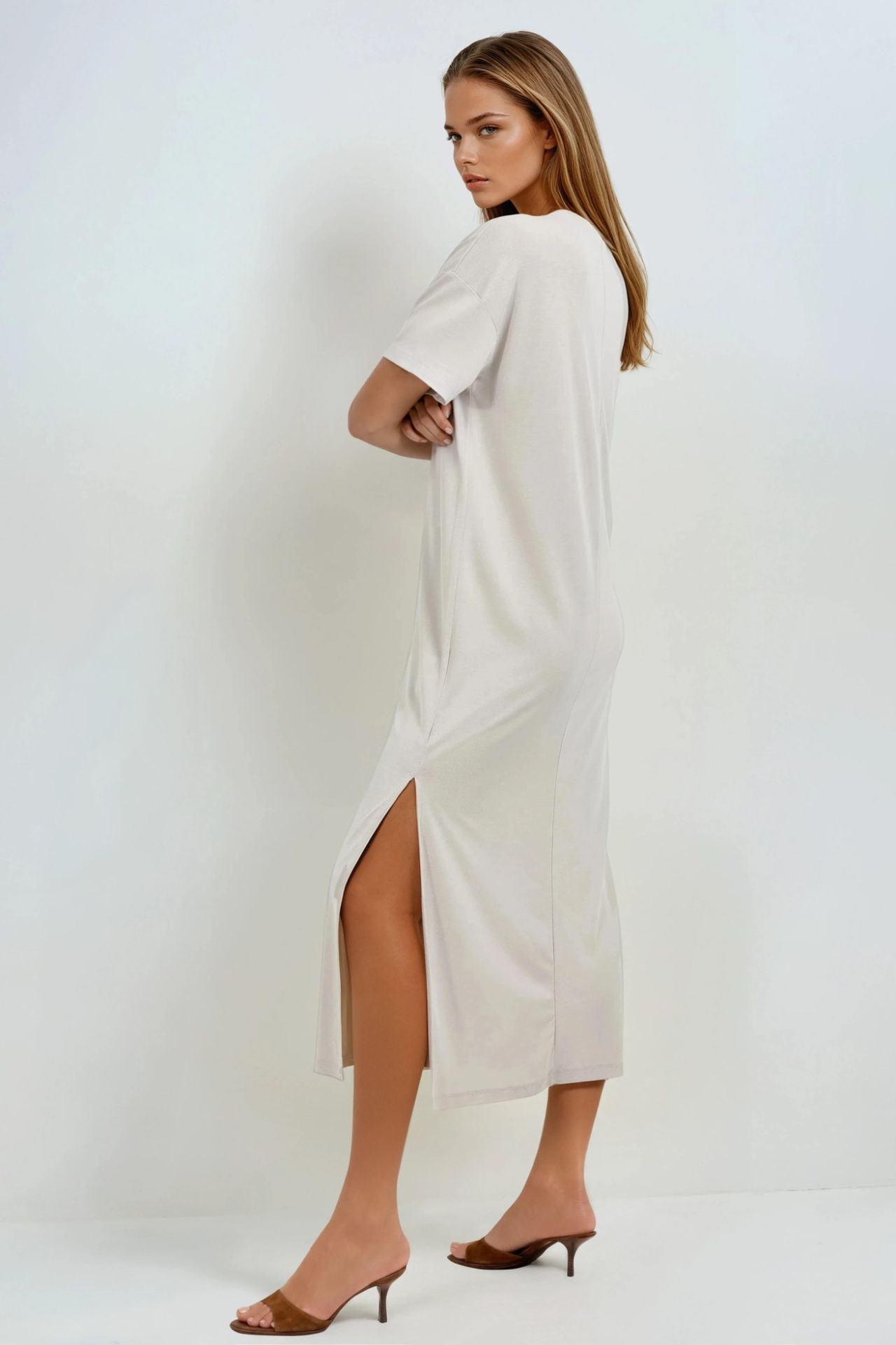 BUSEM Loose Fit Midi Dress with Slit 2