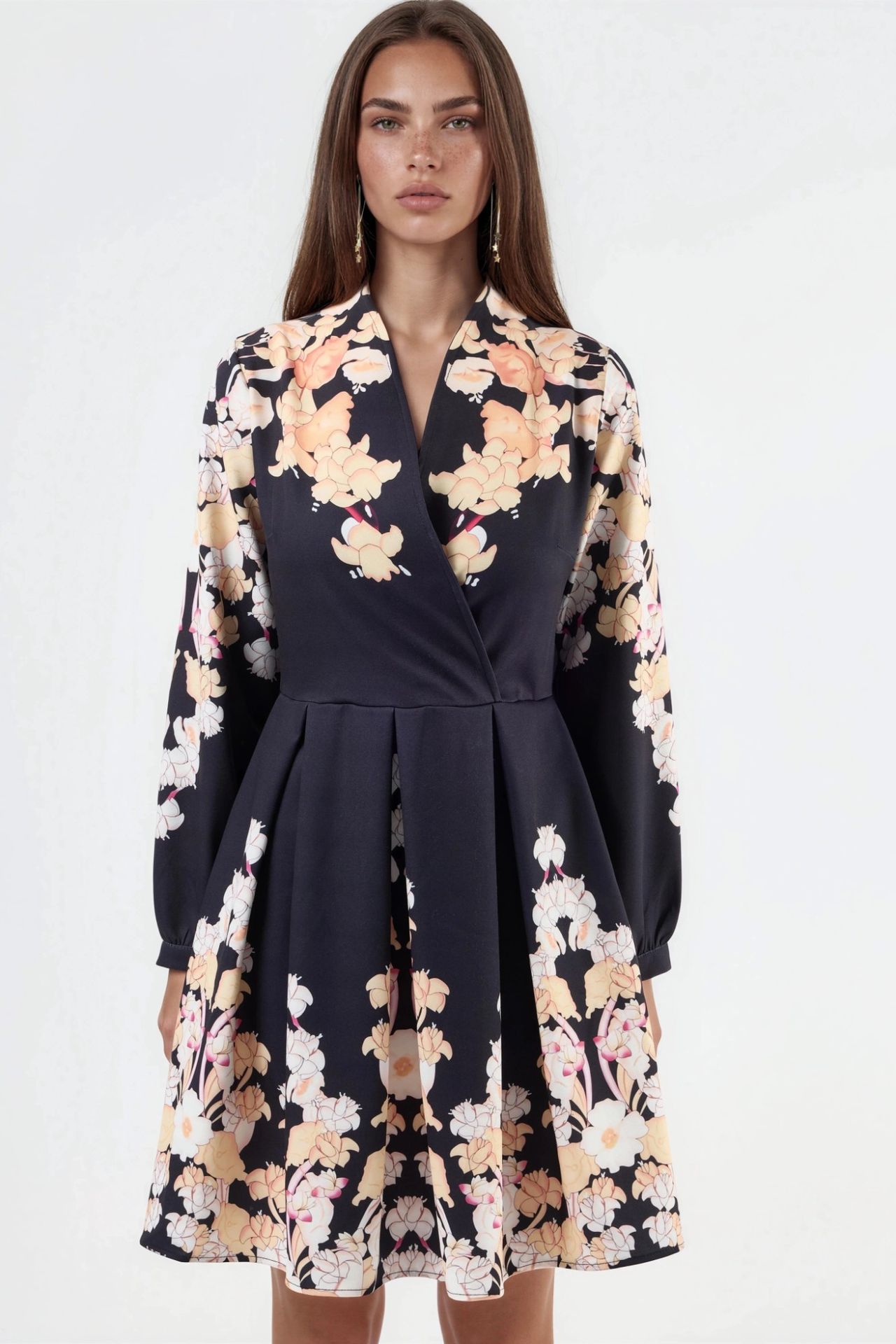 MSN Floral Print V-Neck Belted Mini Dress 6