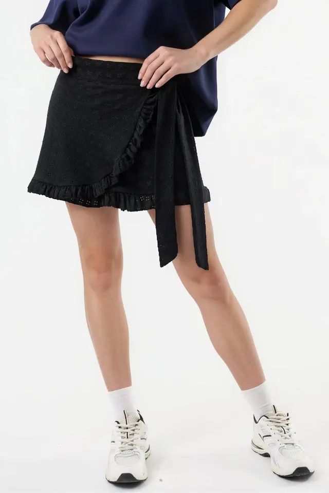 BUSEM High Waist Embroidered Mini Skort